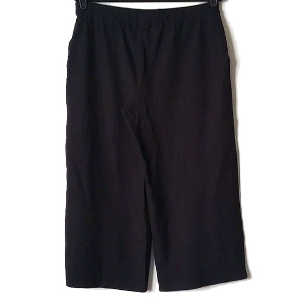 Eileen Fisher Petite Jersey Viscose Cropped Crepe Wide Leg Pants 12P Black - Picture 3 of 9